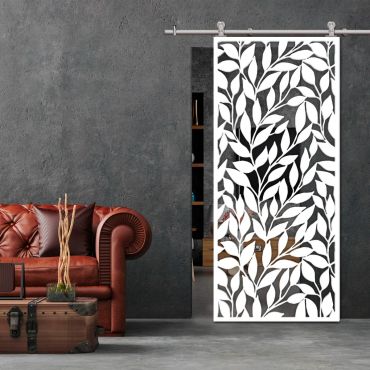 Sliding Barn Door With Wooden Design & Glass Insert Options SBDW - 0668