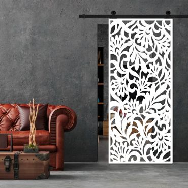 Sliding Barn Door With Wooden Design & Glass Insert Options SBDW - 0669