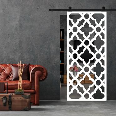 Sliding Barn Door With Wooden Design & Glass Insert Options SBDW - 0670