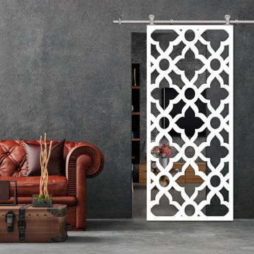 Sliding Barn Door With Wooden Design & Glass Insert Options SBDW - 0670