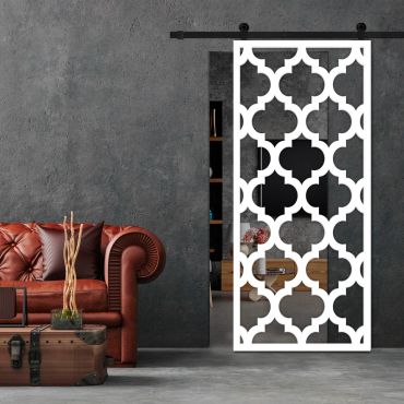 Sliding Barn Door With Wooden Design & Glass Insert Options SBDW - 0671