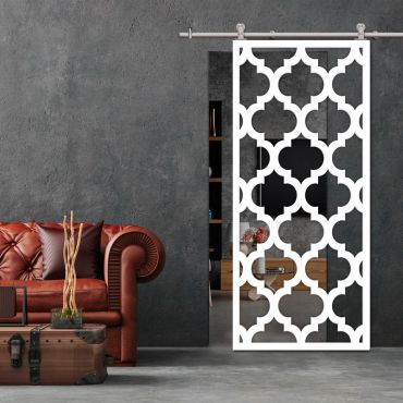 Sliding Barn Door With Wooden Design & Glass Insert Options SBDW - 0671