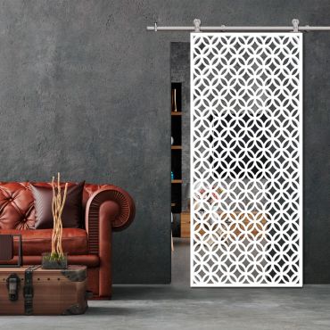 Sliding Barn Door With Wooden Design & Glass Insert Options SBDW - 0664