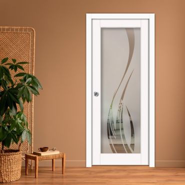 Sliding Pocket Wood Door with Glass Insert PWGD-0782