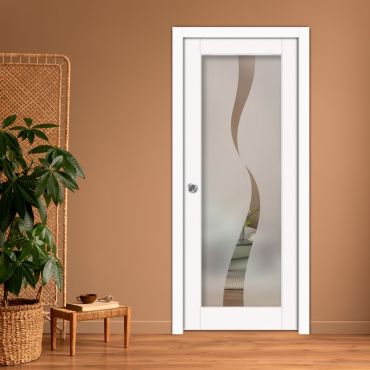 Sliding Pocket Wood Door with Glass Insert PWGD-0783
