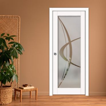 Sliding Pocket Wood Door with Glass Insert PWGD-0785