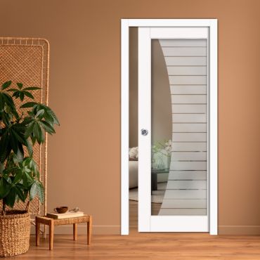 Sliding Pocket Wood Door with Glass Insert PWGD-0786