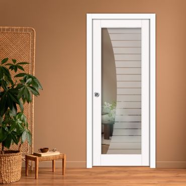 Sliding Pocket Wood Door with Glass Insert PWGD-0786