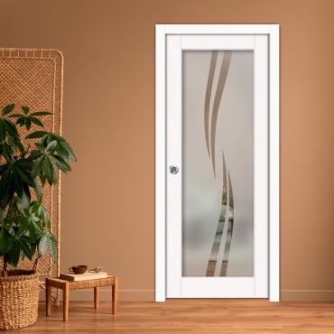 Sliding Pocket Wood Door with Glass Insert PWGD-0790