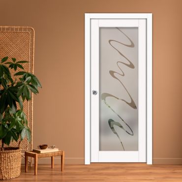 Sliding Pocket Wood Door with Glass Insert PWGD-0793