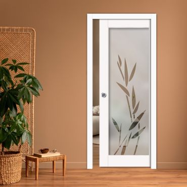Sliding Pocket Wood Door with Glass Insert PWGD-0794