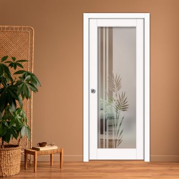 Sliding Pocket Wood Door with Glass Insert PWGD-0799
