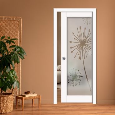 Sliding Pocket Wood Door with Glass Insert PWGD-0808