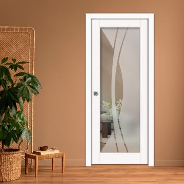 Sliding Pocket Wood Door with Glass Insert PWGD-0810