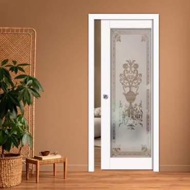 Sliding Pocket Wood Door with Glass Insert PWGD-0811