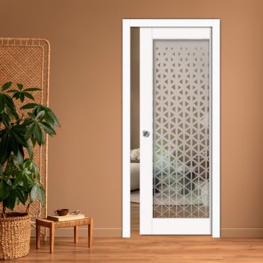 Sliding Pocket Wood Door with Glass Insert PWGD-0812