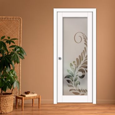 Sliding Pocket Wood Door with Glass Insert PWGD-0814