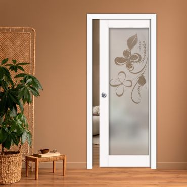 Sliding Pocket Wood Door with Glass Insert PWGD-0817