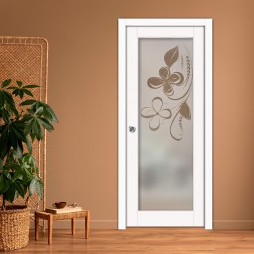 Sliding Pocket Wood Door with Glass Insert PWGD-0817