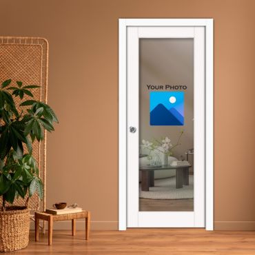 Clear Sliding Pocket Wood Door with Glass Insert PWGD-0820