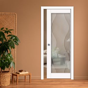 Sliding Pocket Wood Door with Glass Insert PWGD-0821