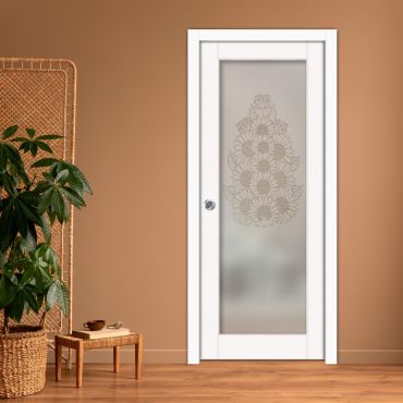 Sliding Pocket Wood Door with Glass Insert PWGD-0822