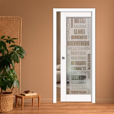 Sliding Pocket Wood Door with Glass Insert PWGD-0825