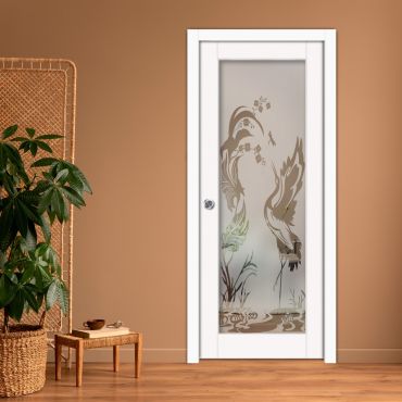 Sliding Pocket Wood Door with Glass Insert PWGD-0826