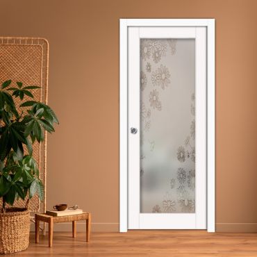 Sliding Pocket Wood Door with Glass Insert PWGD-0828
