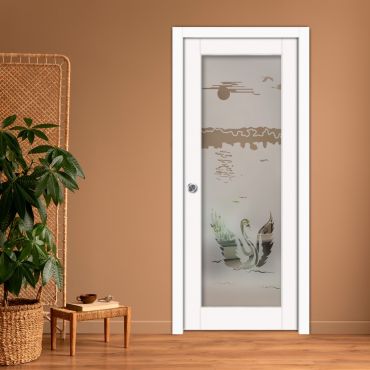 Sliding Pocket Wood Door with Glass Insert PWGD-0829