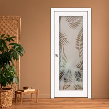 Sliding Pocket Wood Door with Glass Insert PWGD-0830