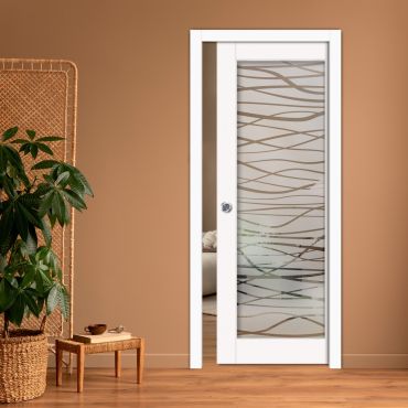 Sliding Pocket Wood Door with Glass Insert PWGD-0778