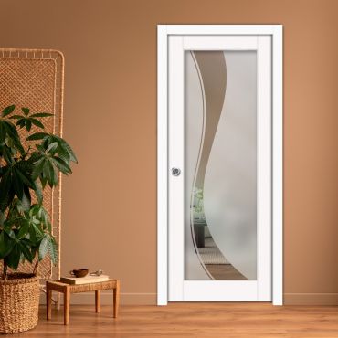 Sliding Pocket Wood Door with Glass Insert PWGD-0832