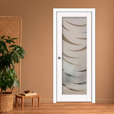 Sliding Pocket Wood Door with Glass Insert PWGD-0842