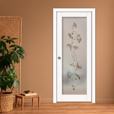 Sliding Pocket Wood Door with Glass Insert PWGD-0836