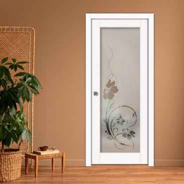 Sliding Pocket Wood Door with Glass Insert PWGD-0837