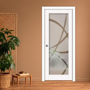 Sliding Pocket Wood Door with Glass Insert PWGD-0838