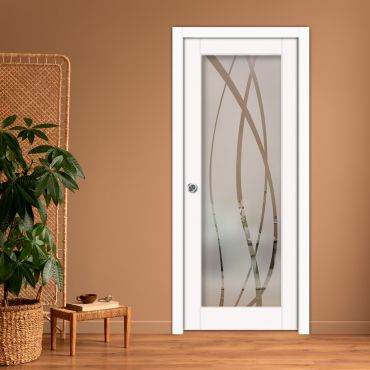 Sliding Pocket Wood Door with Glass Insert PWGD-0781