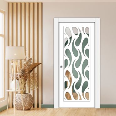 Sliding Pocket Wood Door with Glass Insert PWGD - 0696