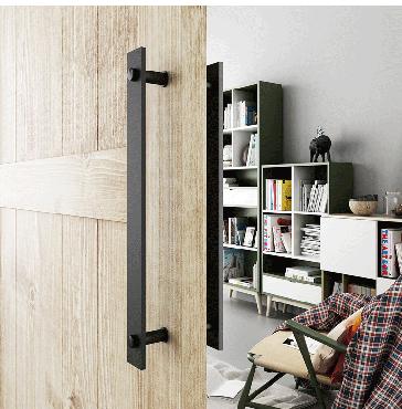 Sleek Black Steel Grip for Timber Doors